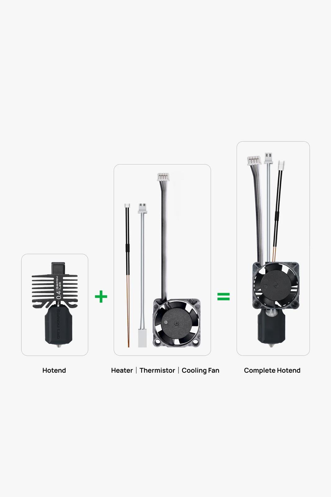 Bambu Lab Complete Hotend Assembly With Hardened Steel Nozzle 0.4 mm X1C