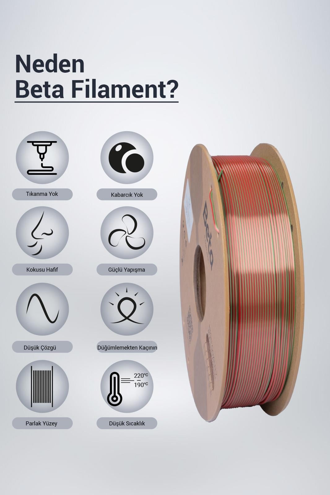 Beta PLA-Magic Silk Filament Red Green