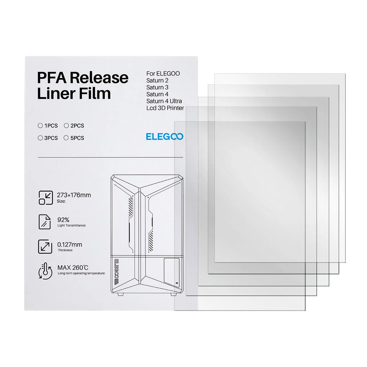 ELEGOO PFA Release Liner Film (FEP 2.0) – 5 Adet