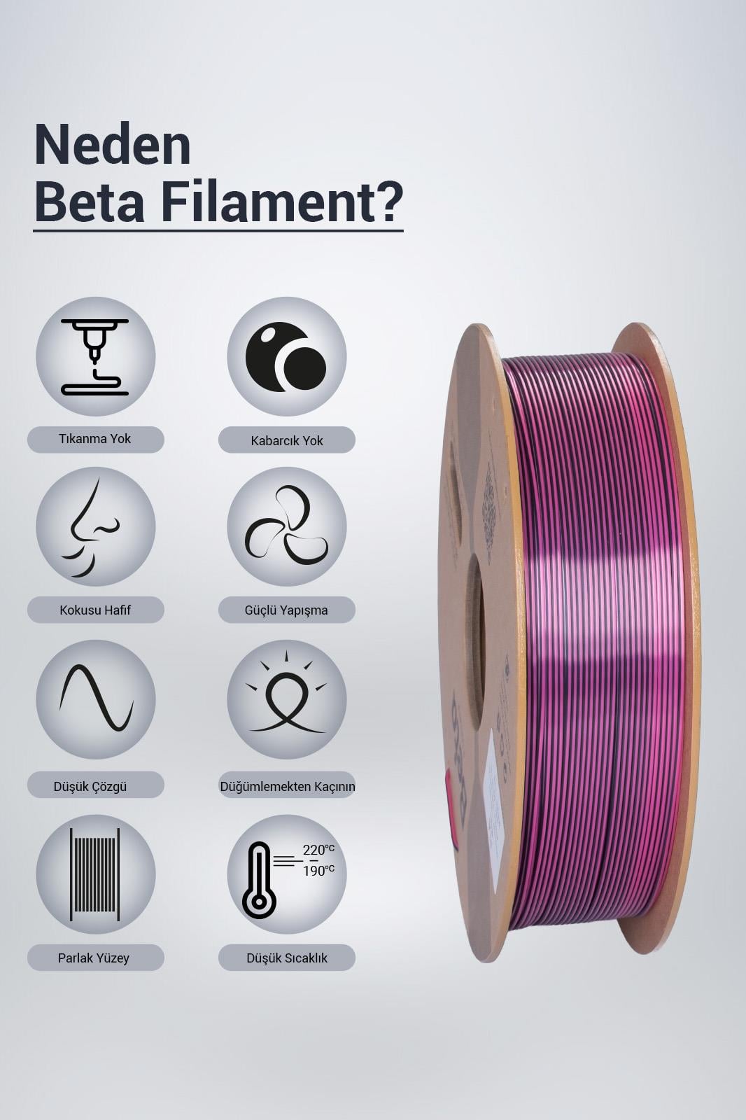 Beta PLA-Magic Silk Black-Rose Red