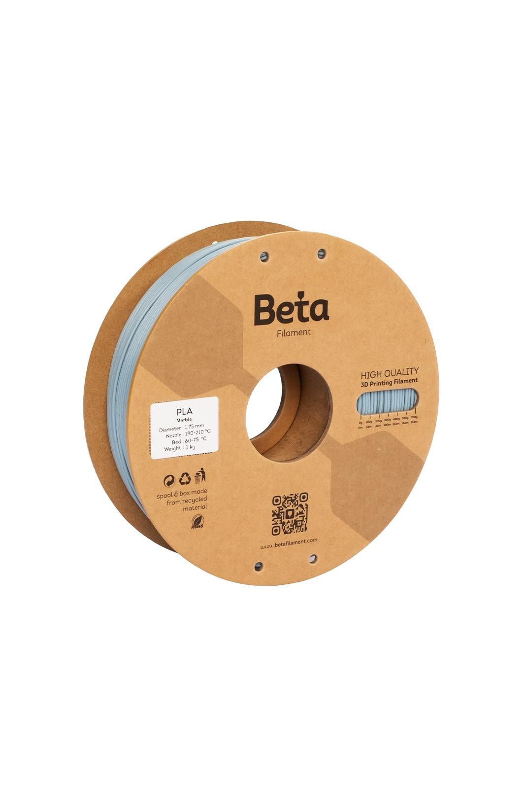 Beta PLA Marble Filament Blue Gray