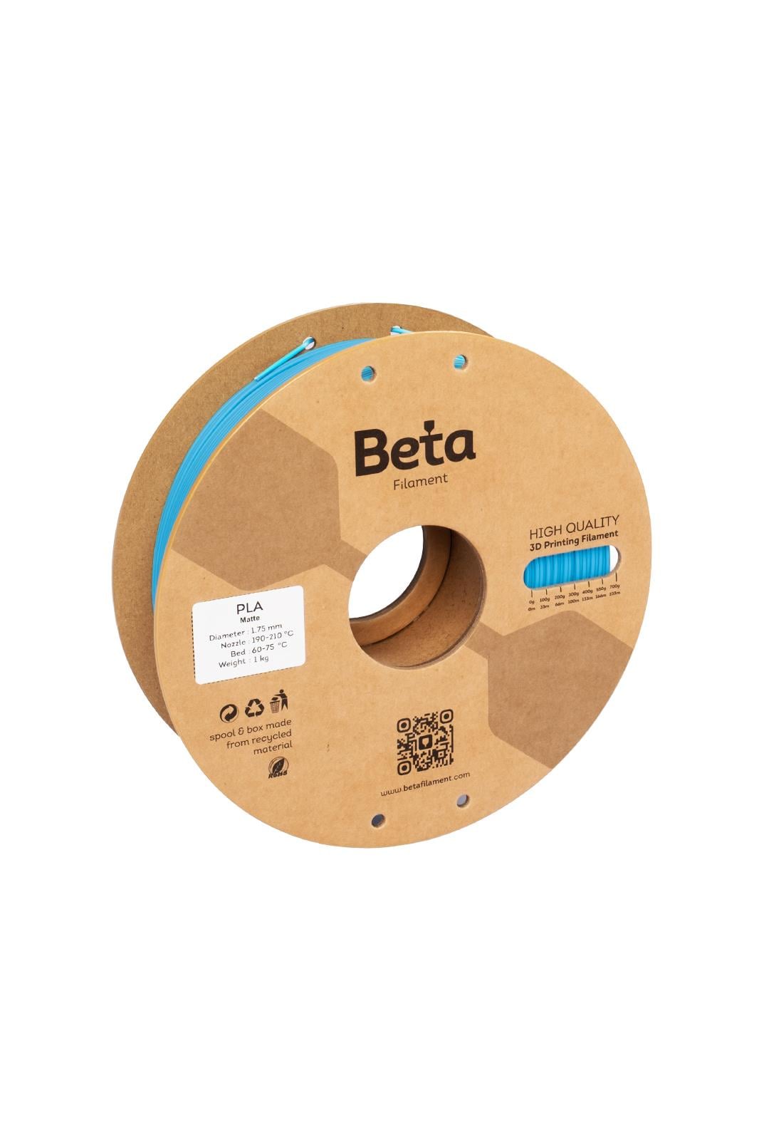 Beta PLA-Matte Filament Azure Blue