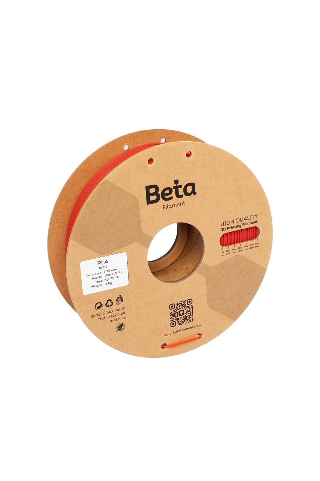 Beta PLA-Matte Filament Chinese Red
