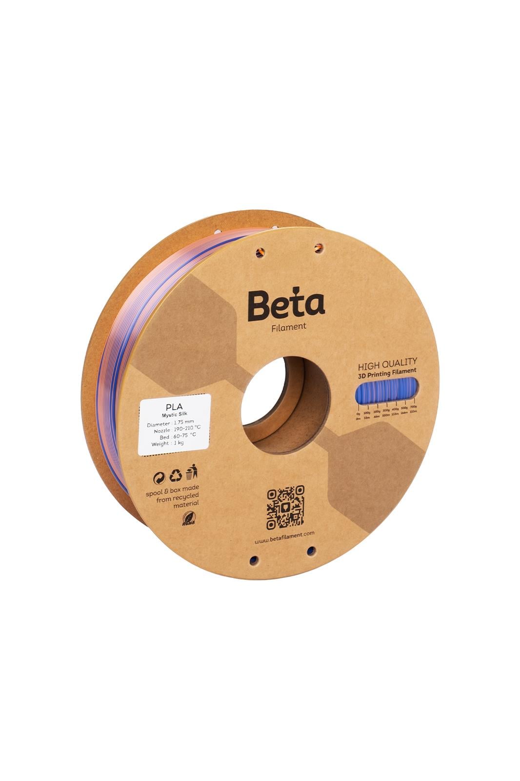 Beta PLA-Mystic Silk Filament Blue Green Orange