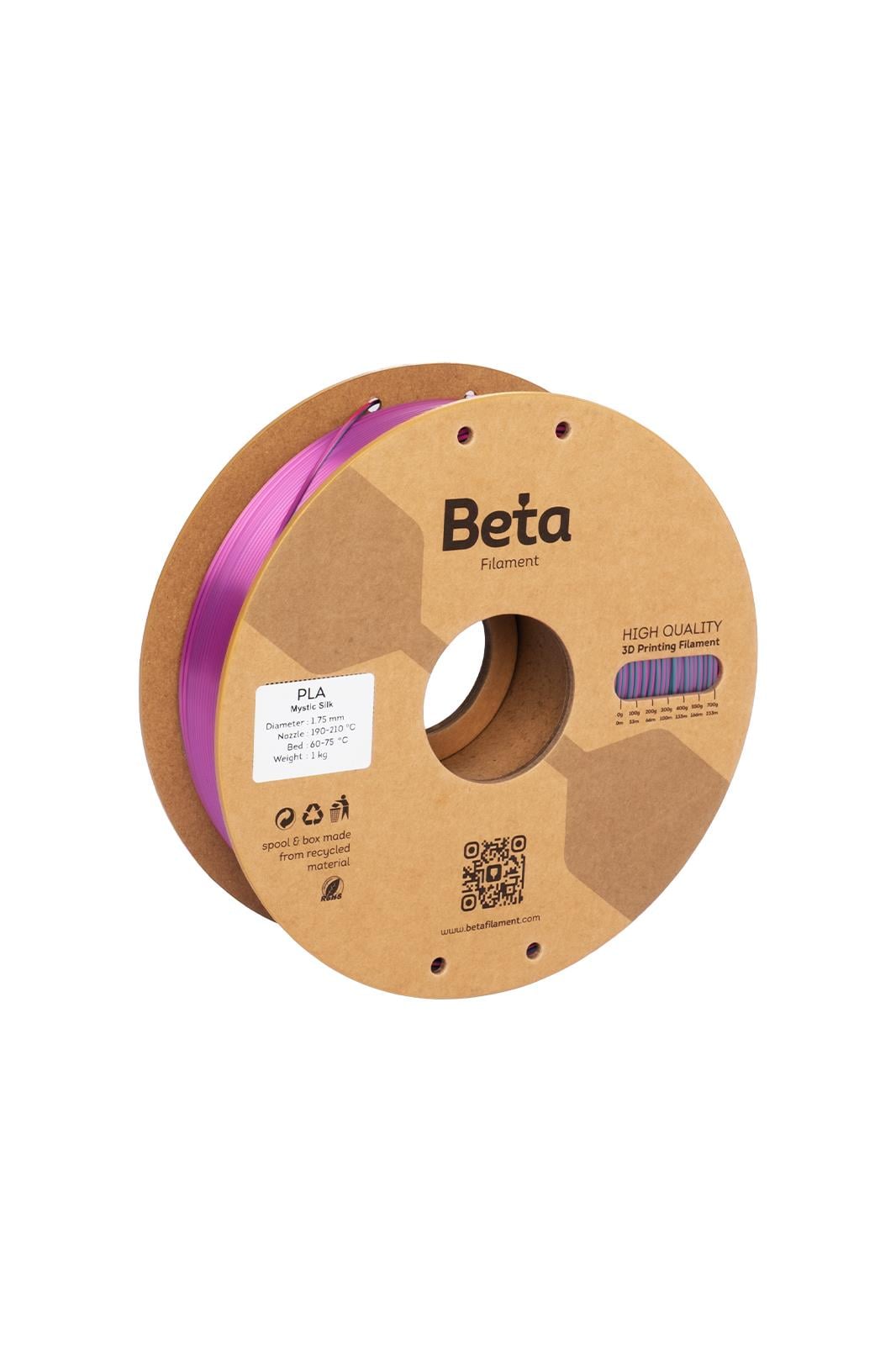 Beta PLA-Mystic Silk Filament Rose Red Green Blue
