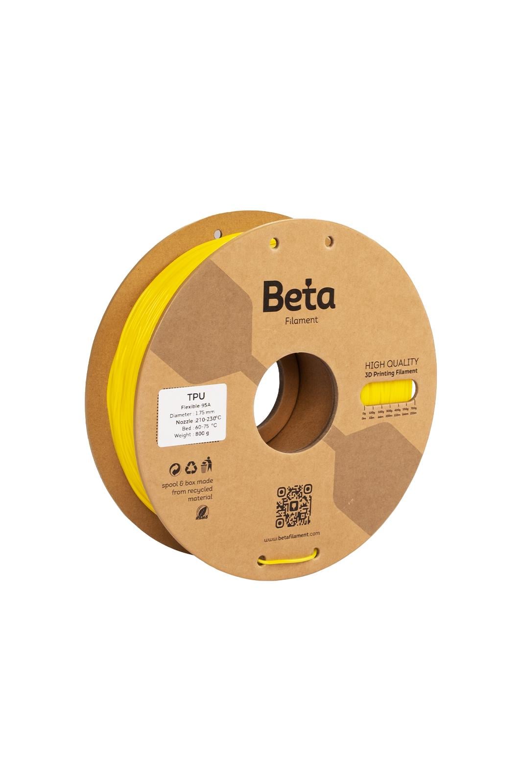 Beta TPU 95A Filament Yellow