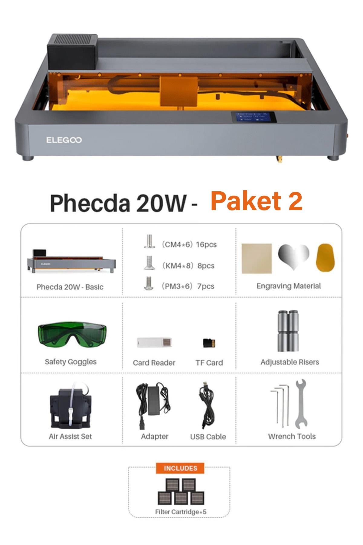 ELEGOO Phecda 20 Watt Lazer Gravür ve Kesici Paket 2
