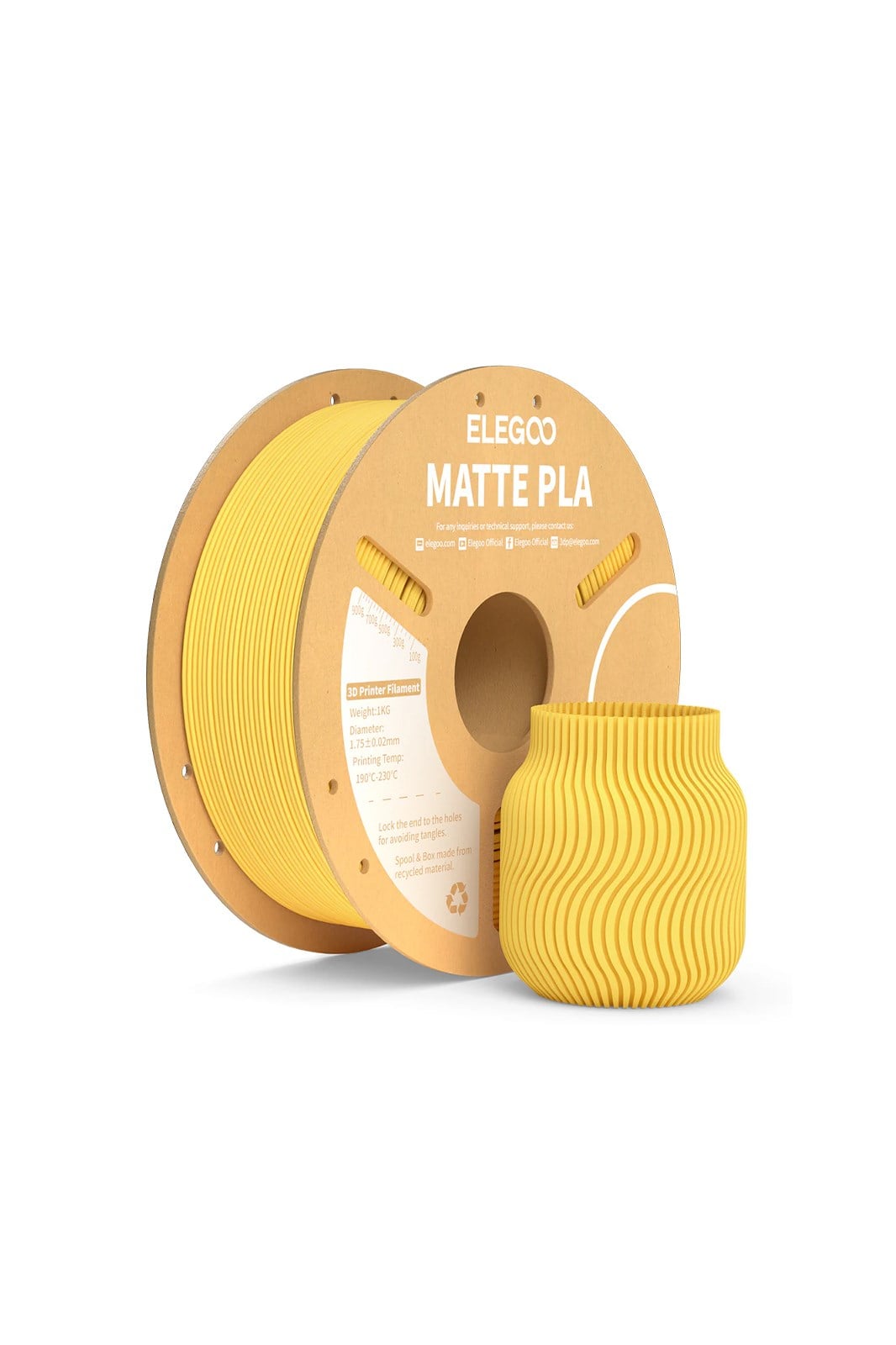 ELEGOO PLA Matte Filament Sunshine Yellow